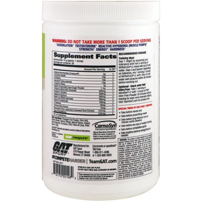 GAT, Nitraflex+C, лимон-лайм, 14,8 унций (420 г)