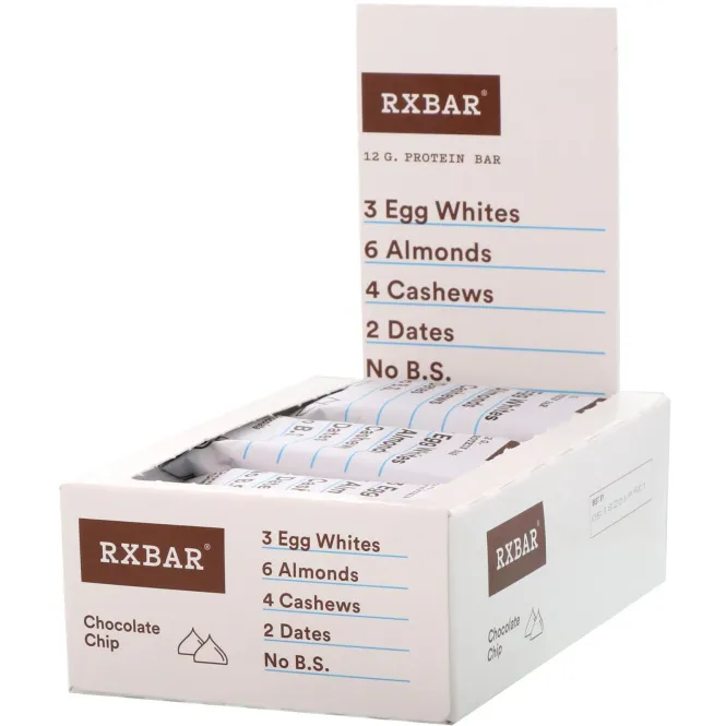 RXBAR, Протеиновые батончики, Шоколадные кусочки, 12 батончиков, 1,83 унции (52 г) каждый