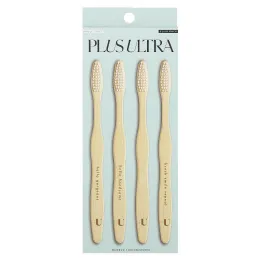 Plus Ultra, бамбуковые зубные щетки, для взрослых, мягкие, 4 шт.