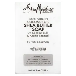 SheaMoisture, мыло из 100% кокосового масла первого отжима и масла ши, 230 г (8 унций)