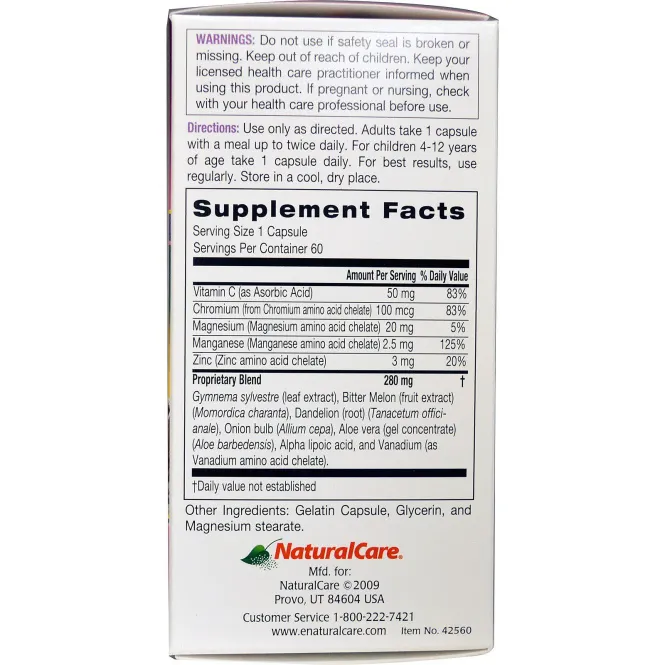 NaturalCare, Баланс сахара, 60 капсул