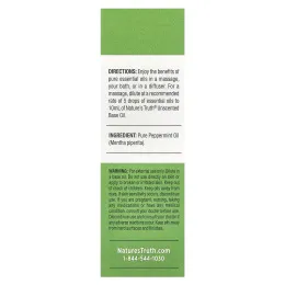 Nature's Truth, чистое эфирное масло, освежающая перечная мята, 15 мл (0,51 жидк. унции)