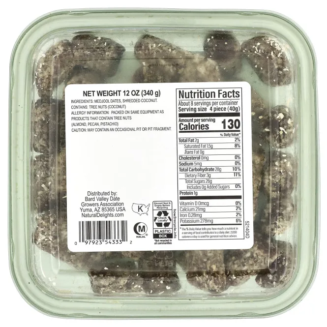 Natural Delights, Mini Medjools, кокос, 340 г (12 унций)