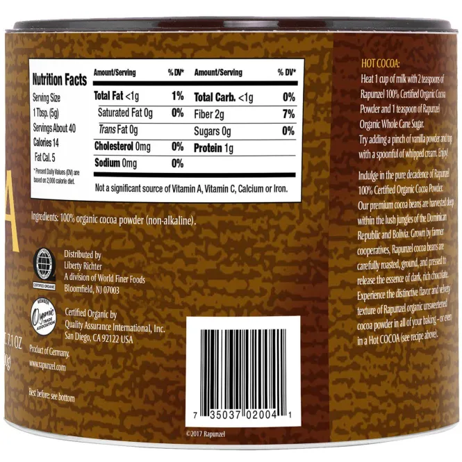 Rapunzel, Органический какао-порошок, 7,1 унции (201 г)