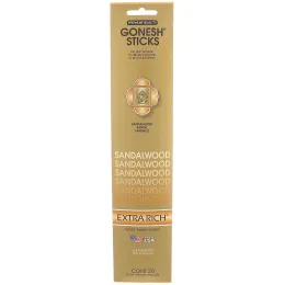 Gonesh, Extra Rich Incense Sticks, Sandalwood, 20 Sticks