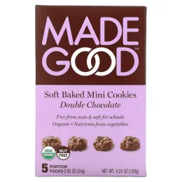 MadeGood, Мягкое печенье, двойной шоколад, 5 порционных пакетиков по 24 г (0,85 унции)