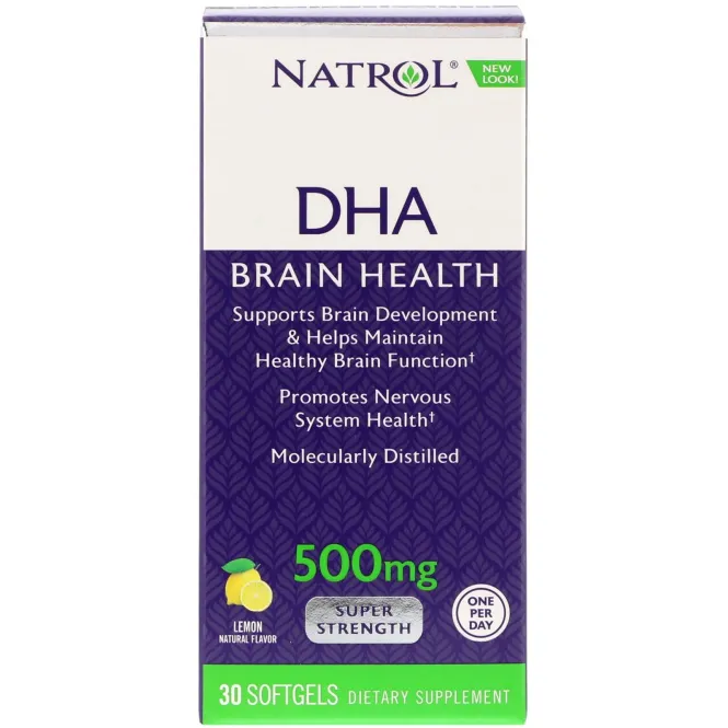 Natrol, DHA, Brain Health, Lemon, 500 mg, 30 Softgels
