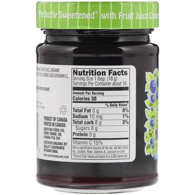 Crofter's Organic, Just Fruit Spread, Wild Blueberry, 10 oz