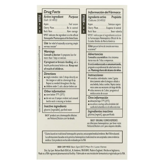 Bach, Original Flower Remedies, набор для храбрости, Fear No More, 3 пипетки, 10 мл (0,35 жидк. унц.)