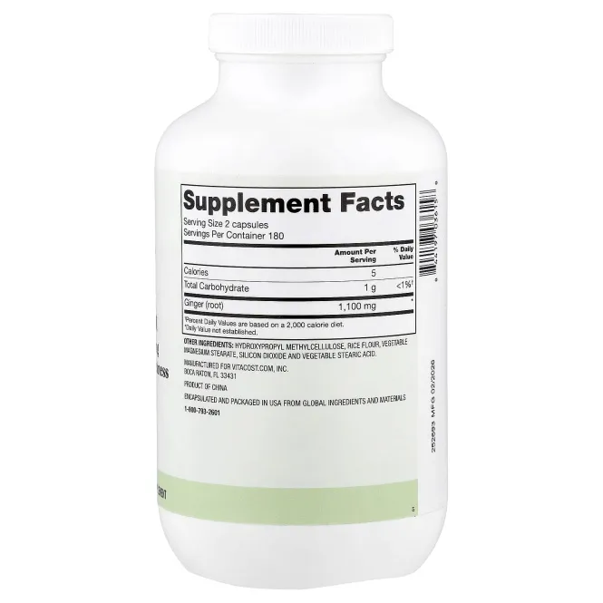 Vitacost, Everyday, корень имбиря, 360 капсул (550 мг в капсуле)