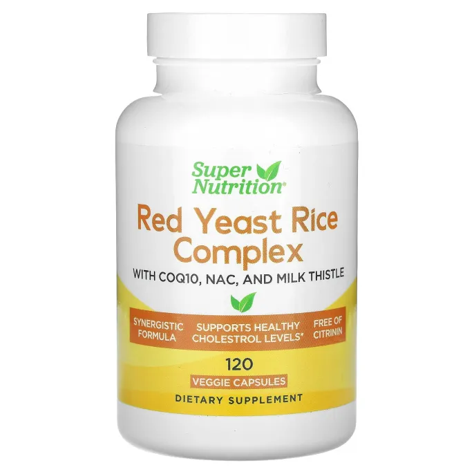 Super Nutrition, комплекс с красным ферментированным рисом, 120 растительных капсул