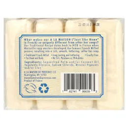 A La Maison de Provence, кусковое мыло для рук и тела, гипоаллергенное, без запаха, 4 шт. по 100 г (3,5 унции)