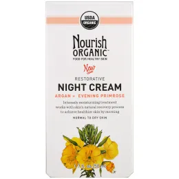 Nourish Organic, Восстанавливающий, ночной крем, арган + вечерняя примроуз, нормальная и сухая кожа, 50 мл (1,7 унции)