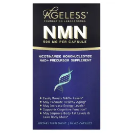 Ageless Foundation Laboratories, NMN, 500 мг, 90 растительных капсул