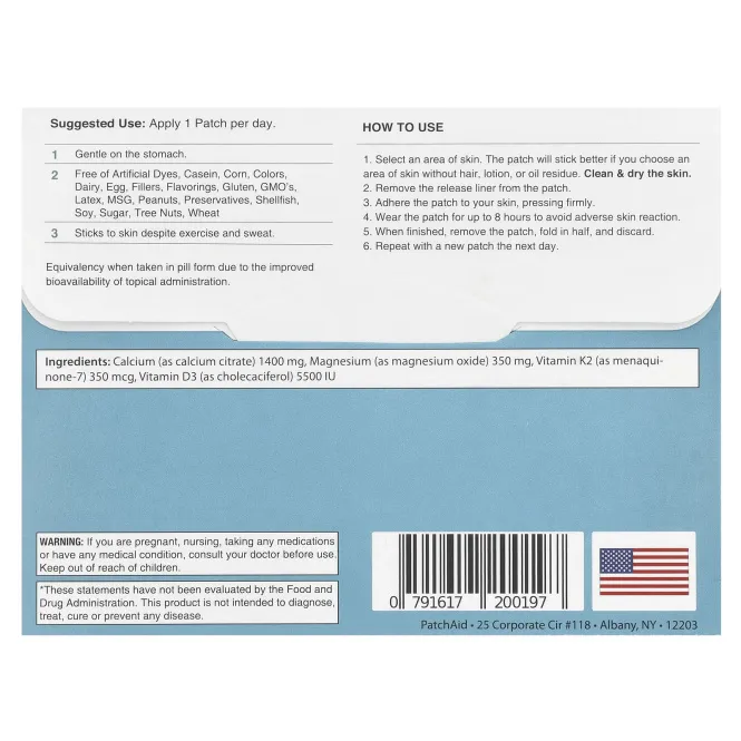 PatchAid, Патчи с витамином D3 и кальцием, 30 шт.
