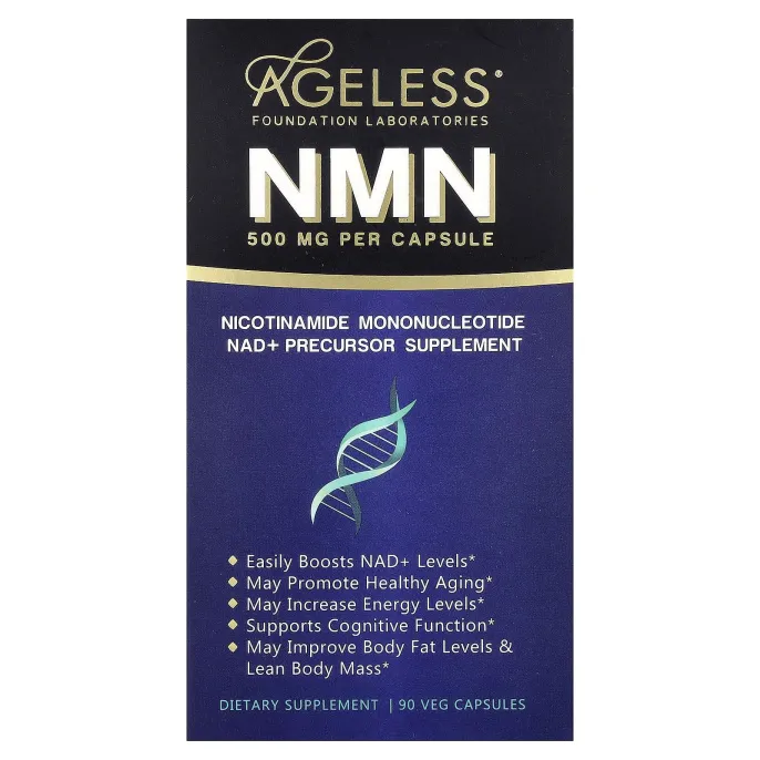 Ageless Foundation Laboratories, NMN, 500 мг, 90 растительных капсул