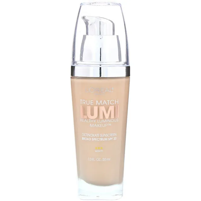 L'Oreal, Тональная основа True Match Healthy Luminous Makeup, SPF 20, оттенок фарфор/светлая слоновая кость W1-2, 30 мл