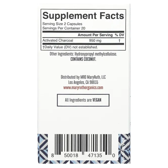 MaryRuth's, капсулы с активированным углем, 40 капсул