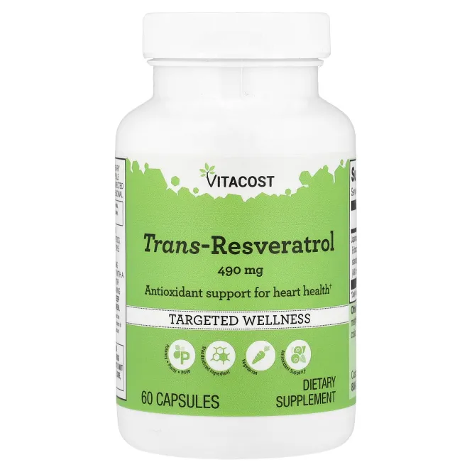 Vitacost, Trans-Resveratrol, 490 mg, 60 Capsules