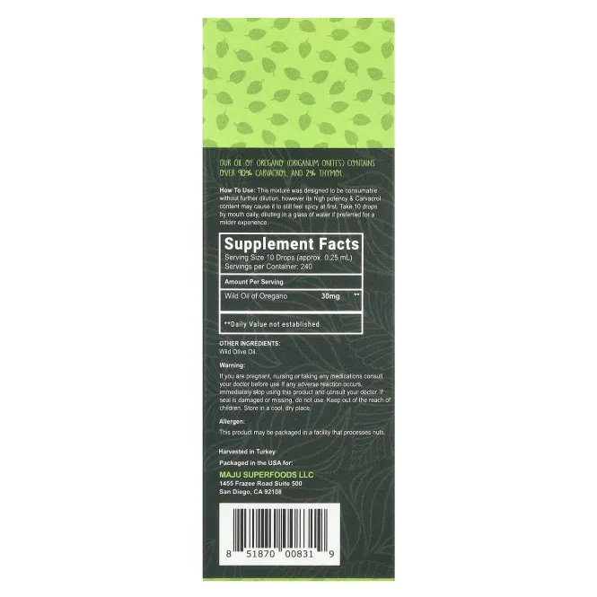 Maju Superfoods, CV 90+, масло орегано, 60 мл (2 жидк. унц.)