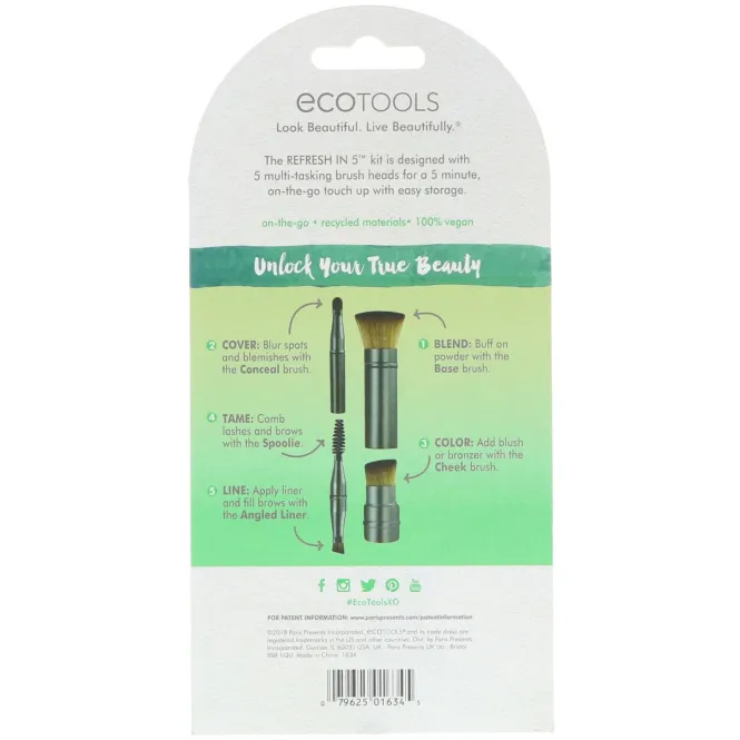 EcoTools, Refresh In 5, 5 многоцелевых насадок для макияжных кисточек