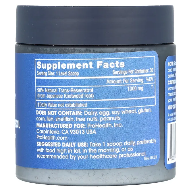 ProHealth Longevity, транс-ресвератрол, чистый микронизированный порошок, 30 г