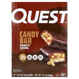 Quest Nutrition, шоколадный батончик, карамель с арахисом, 12 батончиков по 57 г (2,01 унции)