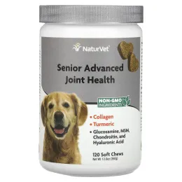 NaturVet, Senior, улучшенная формула для здоровья суставов, с коллагеном и куркумой, для собак, 120 мягких жевательных таблеток, 360 г (12,6 унции)