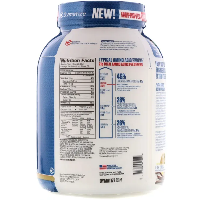 Dymatize Nutrition, Elite XT, белковый порошок со вкусом богатой ванили, 1,8 кг (4 фунта)