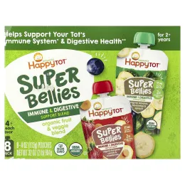 Happy Family Organics, Happy Tot®, Super Bellies™, смесь органических фруктов и овощей для детей от 2 лет, ассорти вкусов, 8 пакетиков по 113 г (4 унции)