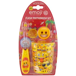 Brush Buddies, Эмодзи, набор для чистки зубов, мягкая щетка, набор из 3 предметов
