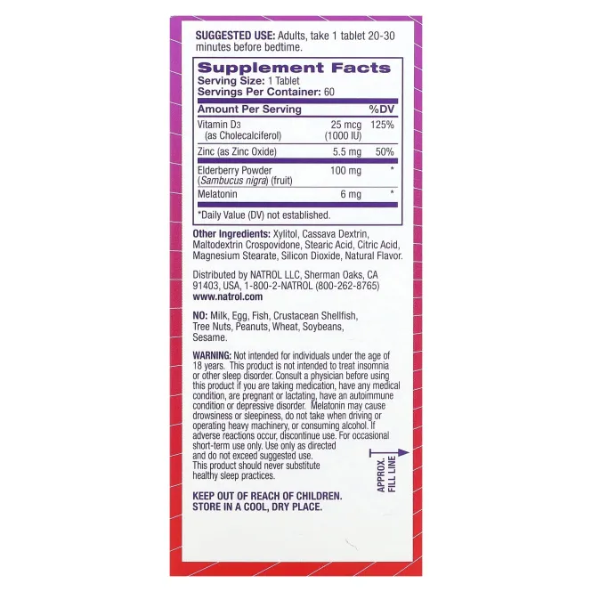 Natrol, Sleep + Immune Health, ягодная смесь, 60 таблеток