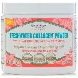 ReserveAge Nutrition, Порошок коллагена из пресной воды с гиалуроновой кислотой и витамином С, лимон, 86 г