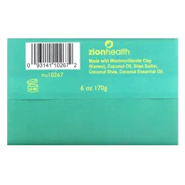 Zion Health, Кусковое мыло с древней глиной, кокос и ши, 170 г (6 унций)