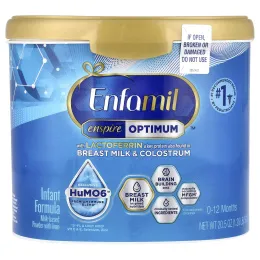 Enfamil, Enspire Optimum ™, смесь для младенцев, порошок на основе молока с железом, для детей от 0 до 12 месяцев, 581 г (20,5 унции)