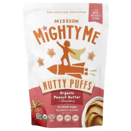 Mission MightyMe, Nutty Puffs, органическая арахисовая паста и клубника, 42 г (1,5 унции)