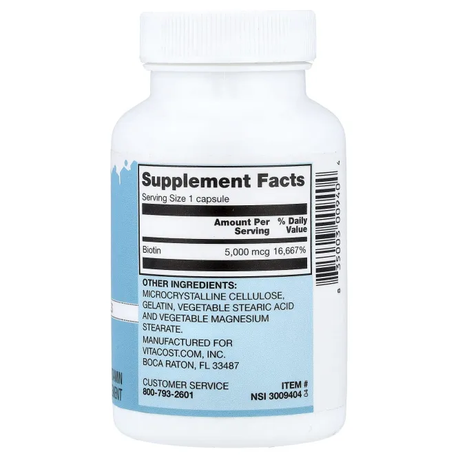 Vitacost, Biotin, 5,000 mcg, 120 Capsules