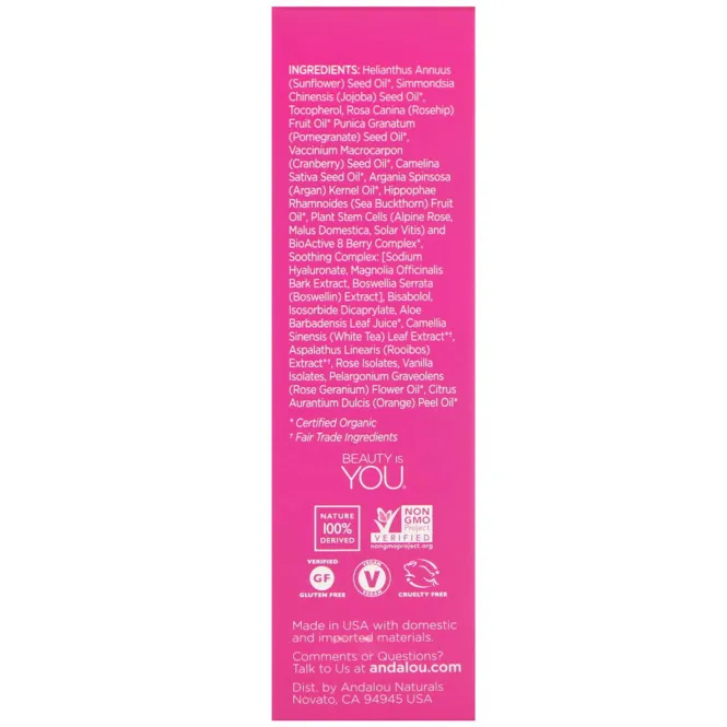 Andalou Naturals, Марокканское масло красоты для чувствительной кожи, 1000 роз, 1 жидкая унция (30 мл)