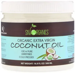 Sky Organics, Organic Extra Virgin Coconut Oil, 100% Pure Unrefined, Cold Pressed, 16.9 fl oz (500 ml)