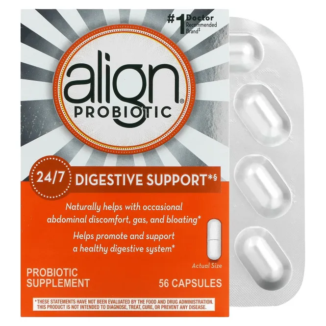 Align Probiotics, Поддержка пищеварения 24/7, пробиотическая добавка, 56 капсул