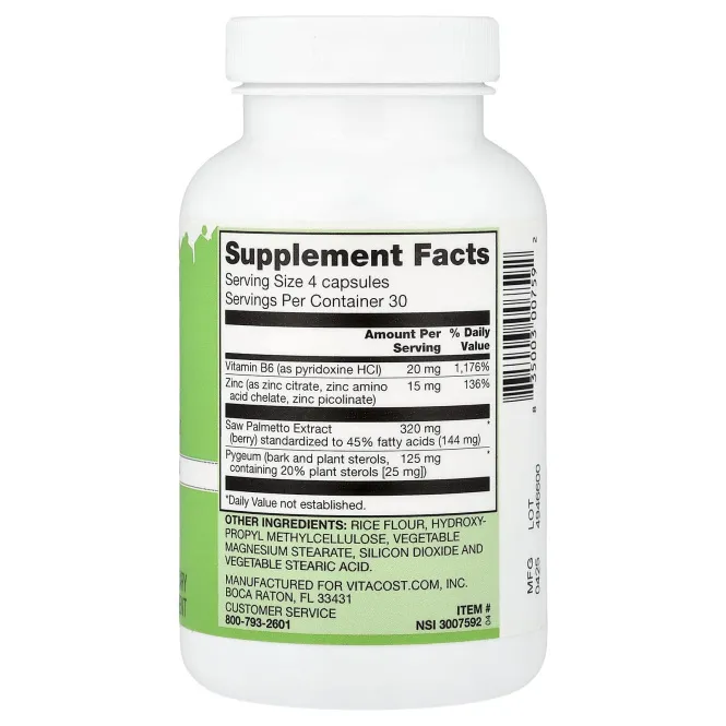 Vitacost, Saw Palmetto, Pygeum & Plant Sterols, 120 Capsules