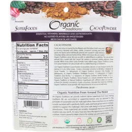 Organic Traditions, Какао-порошок, 8 унций (227 г)