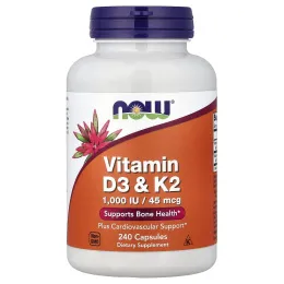 NOW Foods, витамины D3 и K2, 240 капсул
