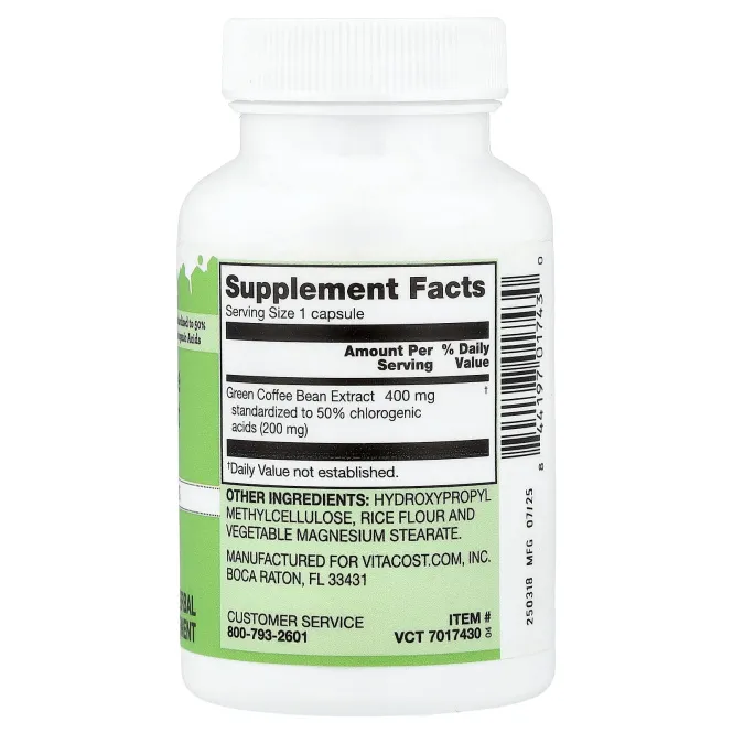 Vitacost, Green Coffee Bean Extract, 400 mg, 60 Capsules