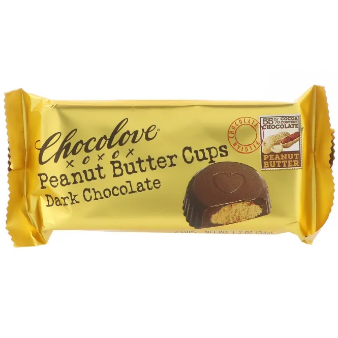 Chocolove, Чашечки с арахисовым маслом, темный шоколад, 12 упаковок по 2 чашечки, 1,2 унции (34 г) каждая