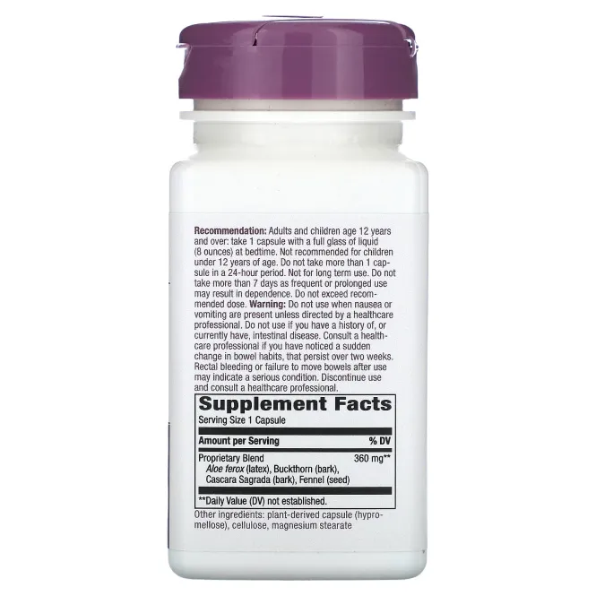 Nature's Way, AloeMaxLax с каскарой, 360 мг, 100 веганских капсул
