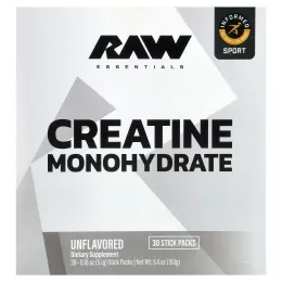Raw Nutrition, Essentials, моногидрат креатина, без добавок, 30 пакетиков по 5,1 г (0,18 унции)