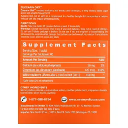 New Nordic US Inc, Таблетки для похудения Zuccarin Diet, 60 таблеток