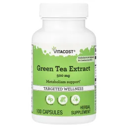 Vitacost, экстракт зелёного чая, 500 мг, 100 капсул