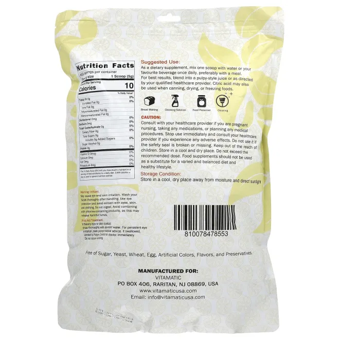 Vitamatic, цитрусовая кислота в порошке, 2,26 кг (80 унций)